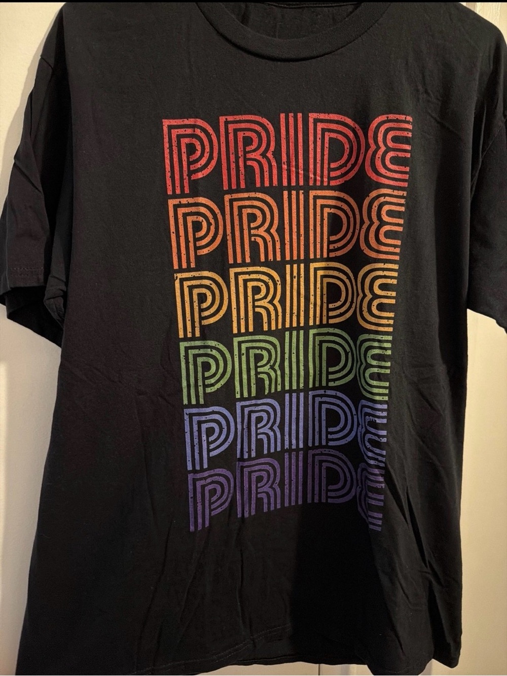 Black Pride Graphic Tee with Rainbow Text xl